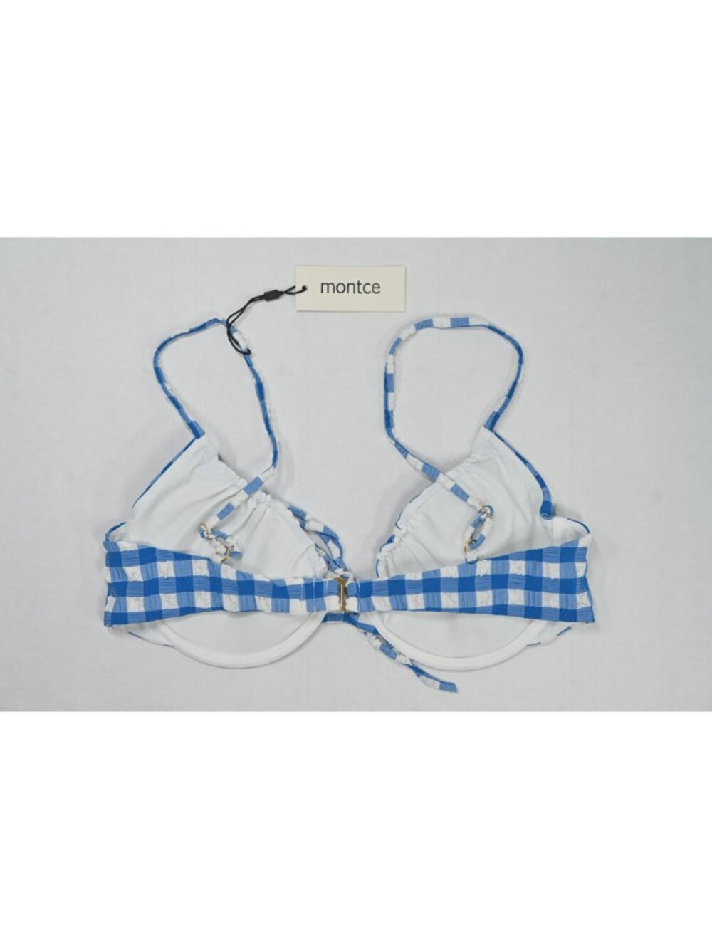 Montce Lucy Bikini Top in Blue Gingham - Picture 2 of 6